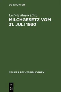 Milchgesetz vom 31. Juli 1930_cover