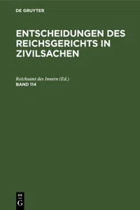 Entscheidungen des Reichsgerichts in Zivilsachen. Band 114_cover