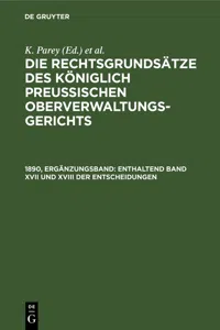 Enthaltend Band XVII und XVIII der Entscheidungen_cover