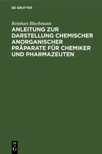 Anleitung zur Darstellung chemischer anorganischer Präparate für Chemiker und Pharmazeuten_cover