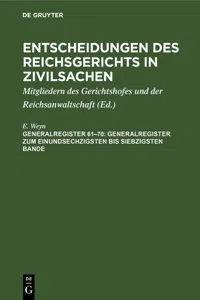 Generalregister zum einundsechzigsten bis siebzigsten Bande_cover