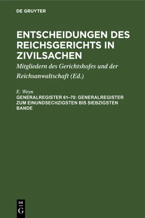 Generalregister zum einundsechzigsten bis siebzigsten Bande