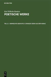 I. Vermischte Gedichte. II Zwanzig Oden aus dem Horaz_cover