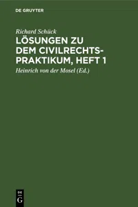 Lösungen zu dem Civilrechtspraktikum, Heft 1_cover