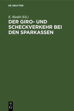 Der Giro- und Scheckverkehr bei den Sparkassen