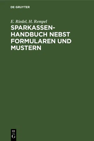 Sparkassenhandbuch nebst Formularen und Mustern