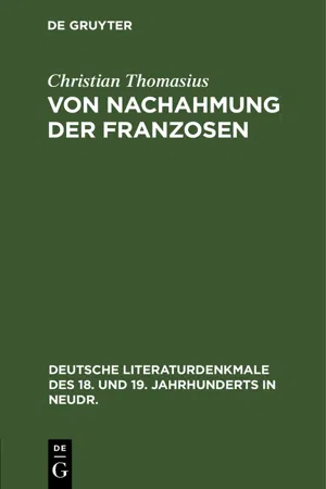 Von Nachahmung der Franzosen