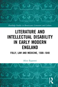 Literature and Intellectual Disability in Early Modern England_cover