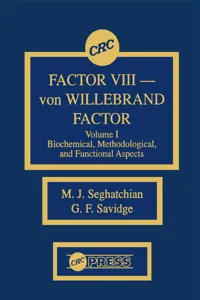 Factor VIII - von WIllebrand Factor, Volume I_cover