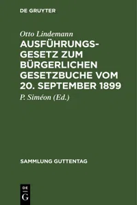 Ausführungsgesetz zum Bürgerlichen Gesetzbuche vom 20. September 1899_cover