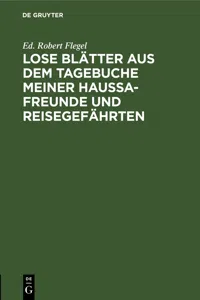 Lose Blätter aus dem Tagebuche meiner Haussa-Freunde und Reisegefährten_cover