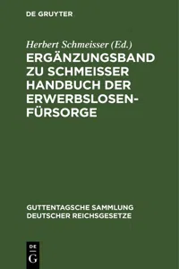 Ergänzungsband zu Schmeisser Handbuch der Erwerbslosenfürsorge_cover