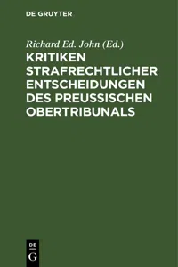 Kritiken strafrechtlicher Entscheidungen des preußischen Obertribunals_cover