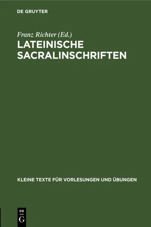 Lateinische Sacralinschriften