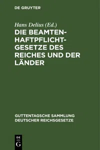 Die Beamtenhaftpflichtgesetze des Reiches und der Länder_cover