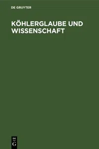 Köhlerglaube und Wissenschaft_cover