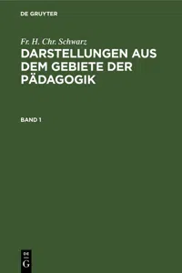 Darstellungen aus dem Gebiete der Pädagogik. Band 1_cover