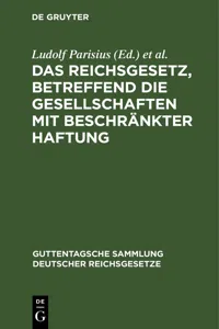 Das Reichsgesetz, betreffend die Gesellschaften mit beschränkter Haftung_cover