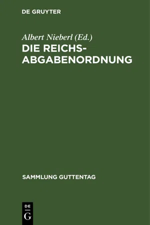 Die Reichsabgabenordnung