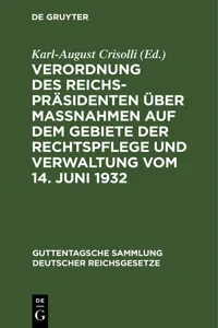 Verordnung des Reichspräsidenten über Maßnahmen auf dem Gebiete der Rechtspflege und Verwaltung vom 14. Juni 1932_cover