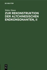 Zur Rekonstruktion der altchinesischen Endkonsonanten, II_cover