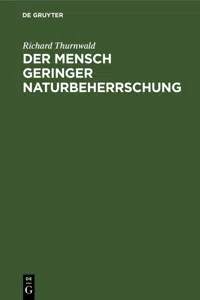 Der Mensch geringer Naturbeherrschung_cover