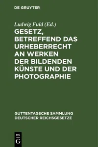 Gesetz, betreffend das Urheberrecht an Werken der bildenden Künste und der Photographie_cover