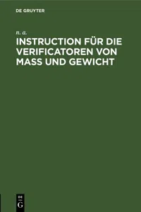 Instruction für die Verificatoren von Maß und Gewicht_cover