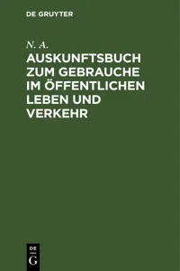 Auskunftsbuch zum Gebrauche im öffentlichen Leben und Verkehr_cover