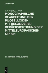 Monographische Bearbeitung der Piloselloiden mit besonderer Berücksichtigung der mitteleuropäischen Sippen_cover