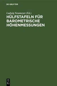 Hülfstafeln für Barometrische Höhenmessungen_cover