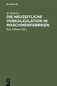 Die neuzeitliche Vorkalkulation in Maschinenfabriken_cover