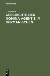 Geschichte der Nomina Agentis im Germanischen_cover