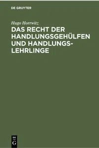 Das Recht der Handlungsgehülfen und Handlungslehrlinge_cover