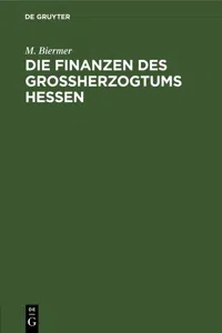 Die Finanzen des Großherzogtums Hessen_cover