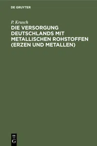 Die Versorgung Deutschlands mit metallischen Rohstoffen_cover