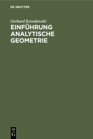 Einführung Analytische Geometrie