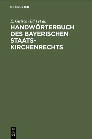 Handwörterbuch des bayerischen Staatskirchenrechts