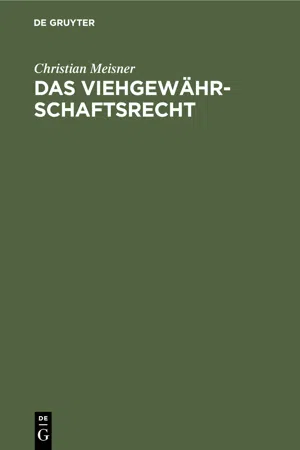 Das Viehgewährschaftsrecht