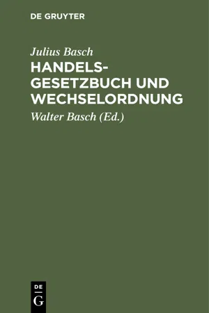 Handelsgesetzbuch und Wechselordnung