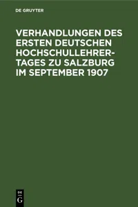 Verhandlungen des ersten deutschen Hochschullehrer-Tages zu Salzburg im September 1907_cover