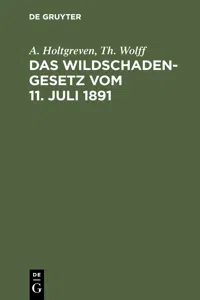 Das Wildschadengesetz vom 11. Juli 1891_cover