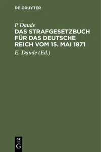 Das Strafgesetzbuch für das Deutsche Reich vom 15. Mai 1871_cover