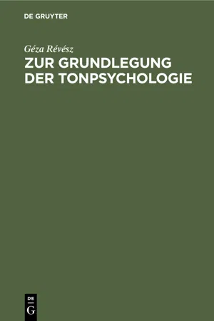 Zur Grundlegung der Tonpsychologie