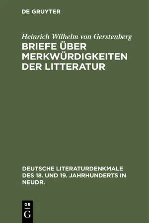 Briefe über Merkwürdigkeiten der Litteratur