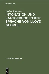 Intonation und Lautgebung in der Sprache von Lloyd George_cover