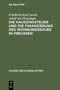 Die Hauszinssteuer und die Finanzierung des Wohnungsbaues in Preußen_cover