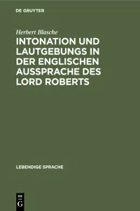 Intonation und Lautgebungs in der englischen Aussprache des Lord Roberts_cover