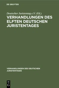 Verhandlungen des Elften Deutschen Juristentages_cover