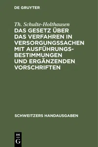 Das Gesetz über das Verfahren in Versorgungssachen mit Ausführungsbestimmungen und ergänzenden Vorschriften_cover